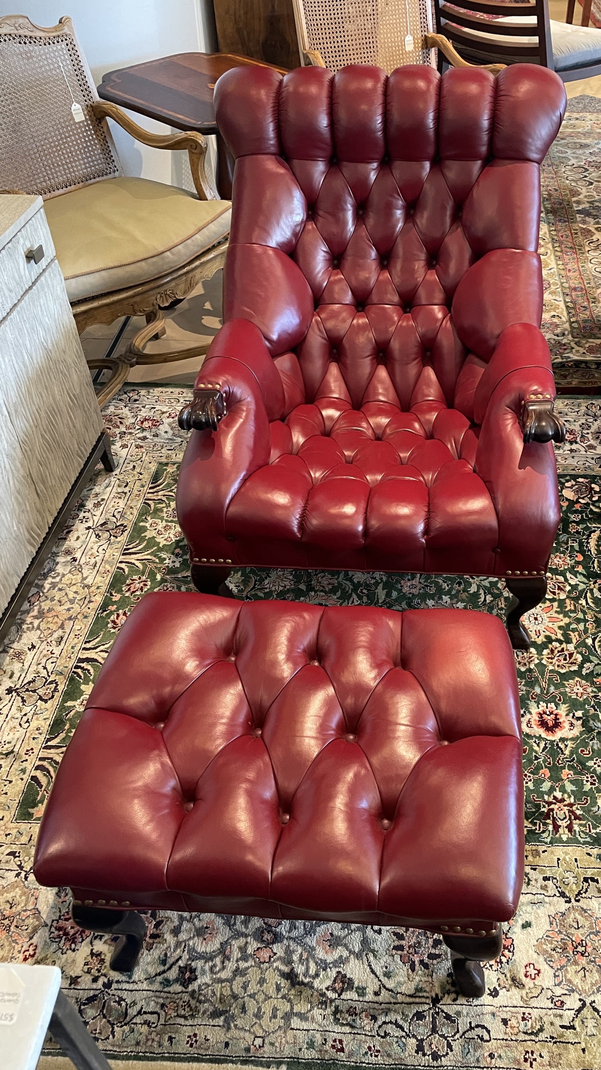 Carl Forslund "Rip Van Lee" Tufted Chair and ottoman, 1980s (0Q0003)