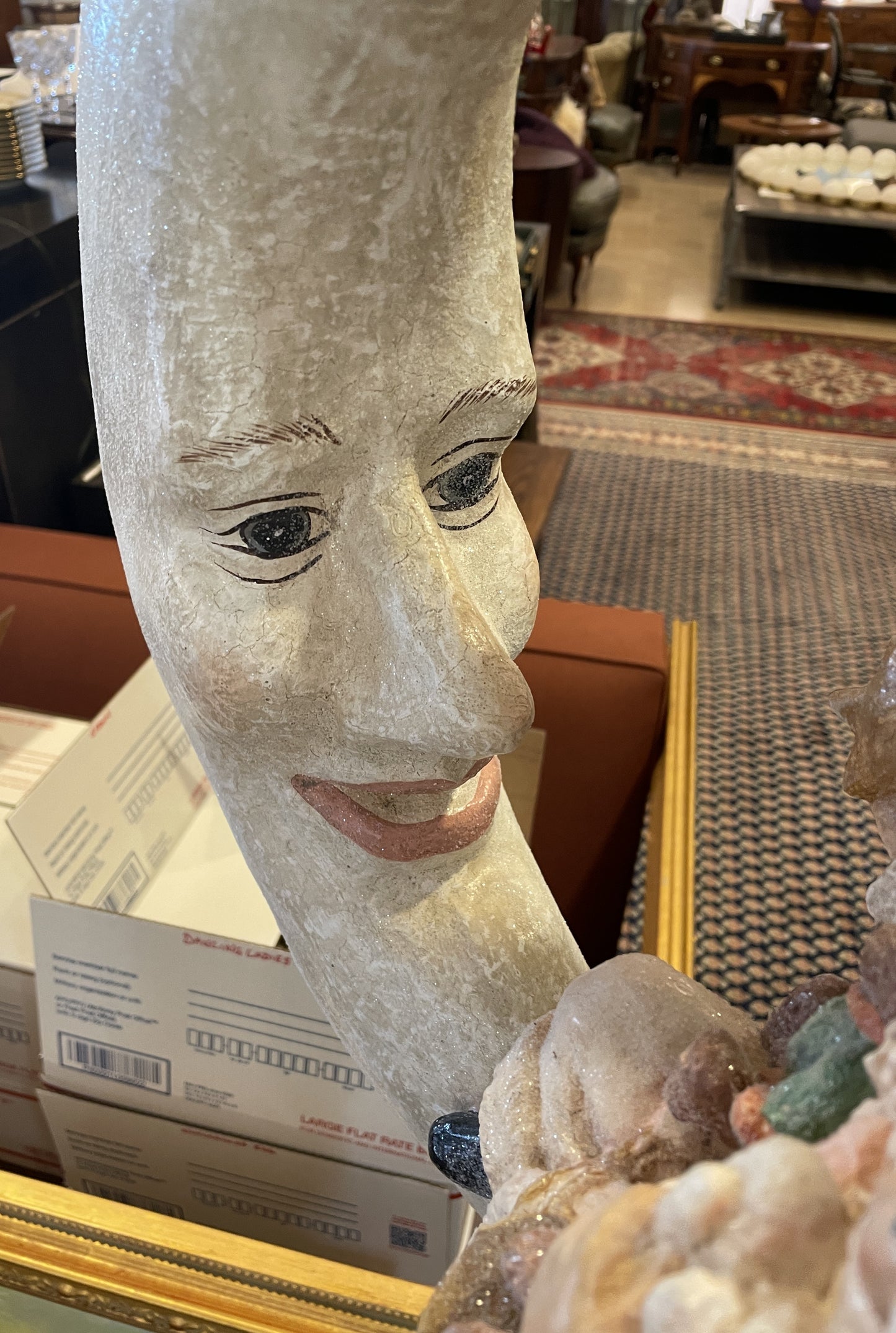 Bethany Lowe Moon with Santa, Papermache (05900P)