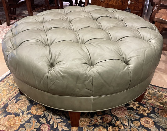 Parenteau Studios Tufted Leather Ottoman (P92Z9A)