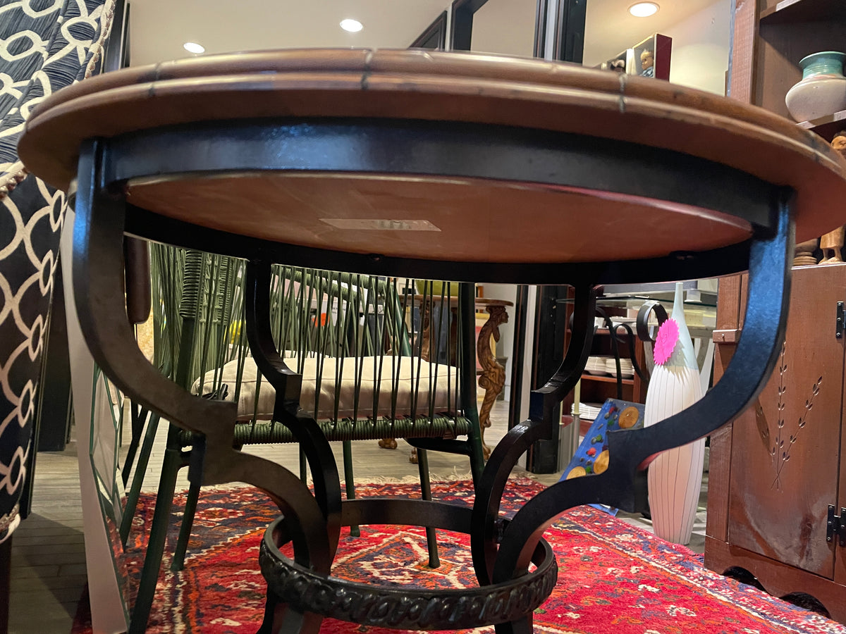 Century Round Plank Top Lamp Table with Iron Base (0Q000C)