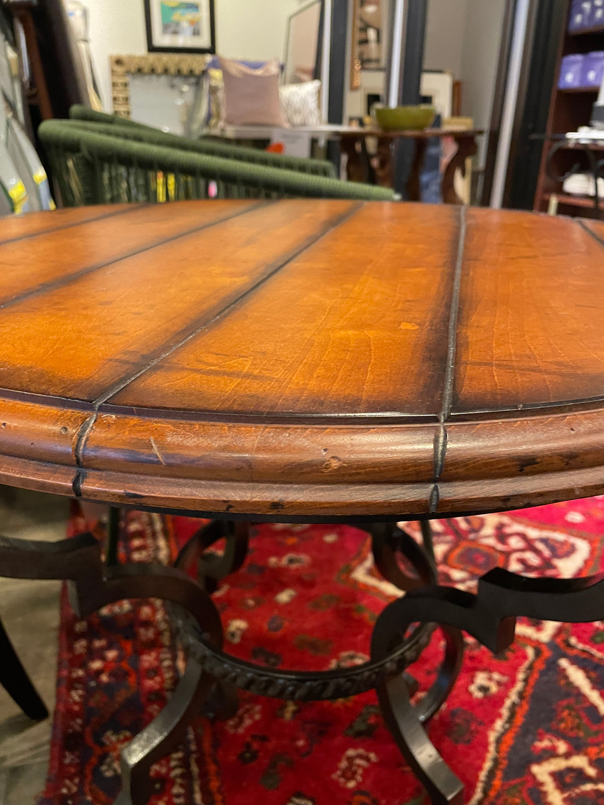 Century Round Plank Top Lamp Table with Iron Base (0Q000C)