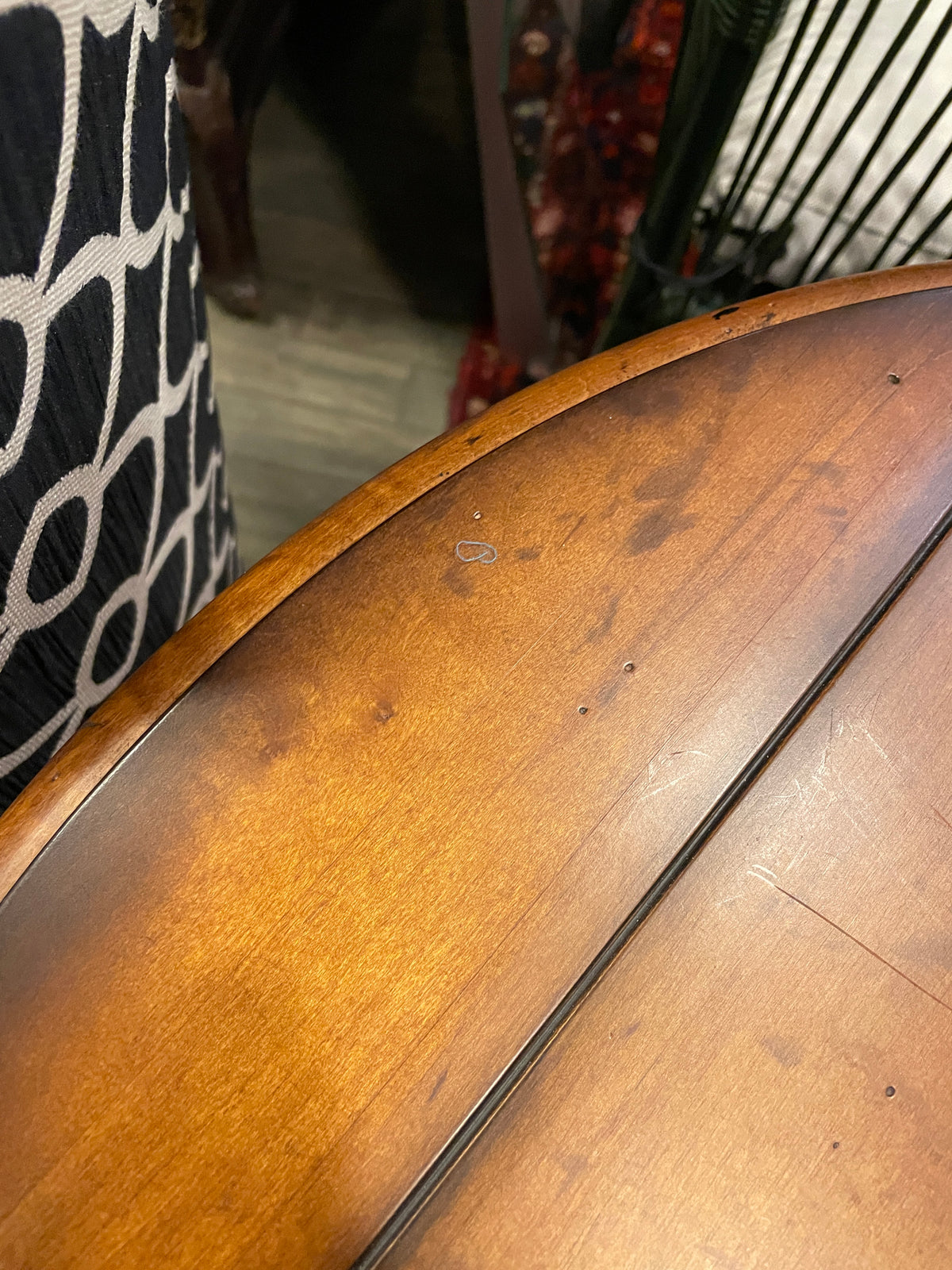 Century Round Plank Top Lamp Table with Iron Base (0Q000C)