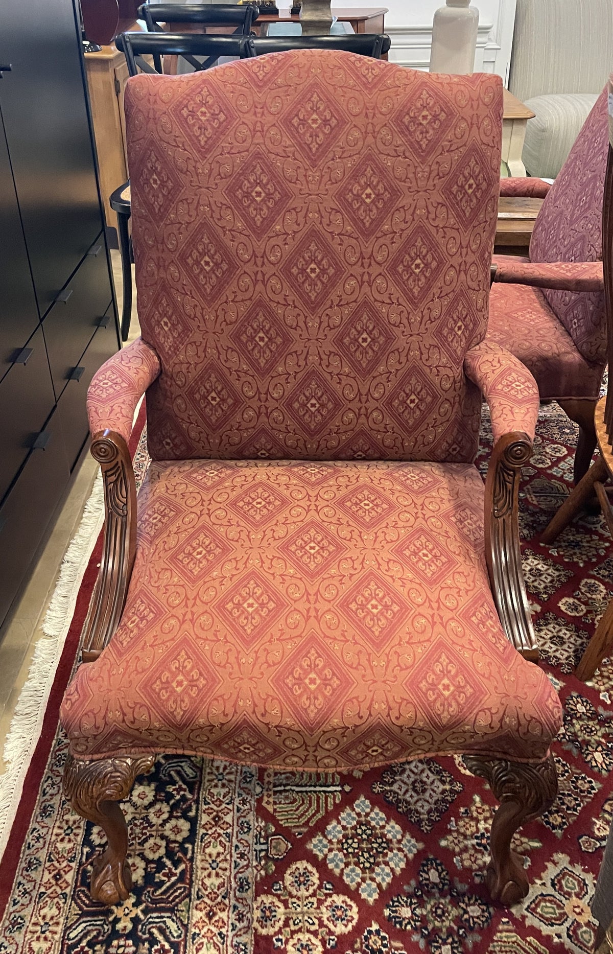 Georgian Style Arm Chair in Reds (Two available 0Q000E)