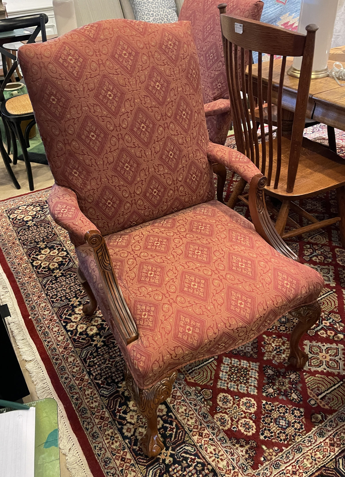 Georgian Style Arm Chair in Reds (Two available 0Q000E)