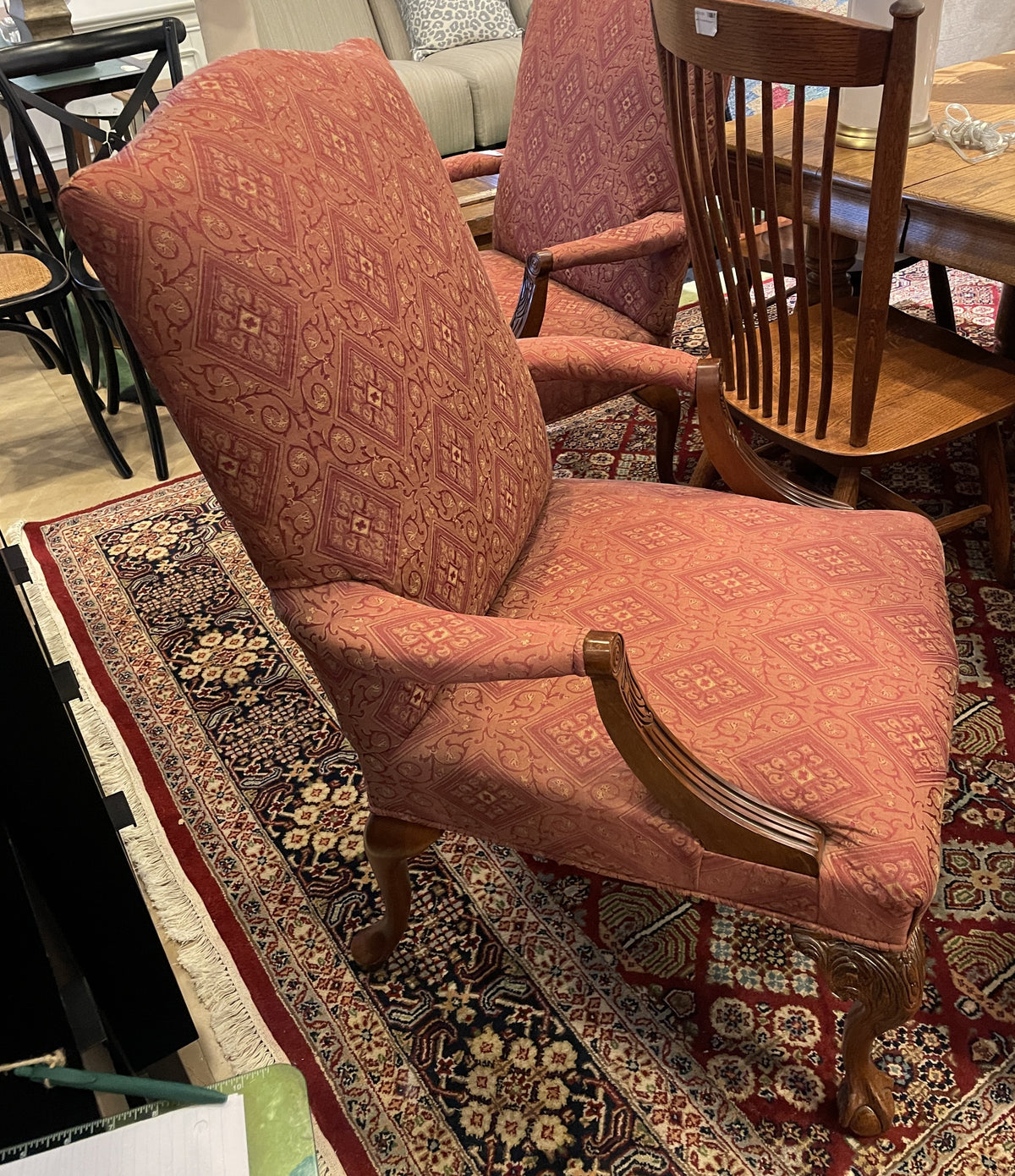 Georgian Style Arm Chair in Reds (Two available 0Q000E)
