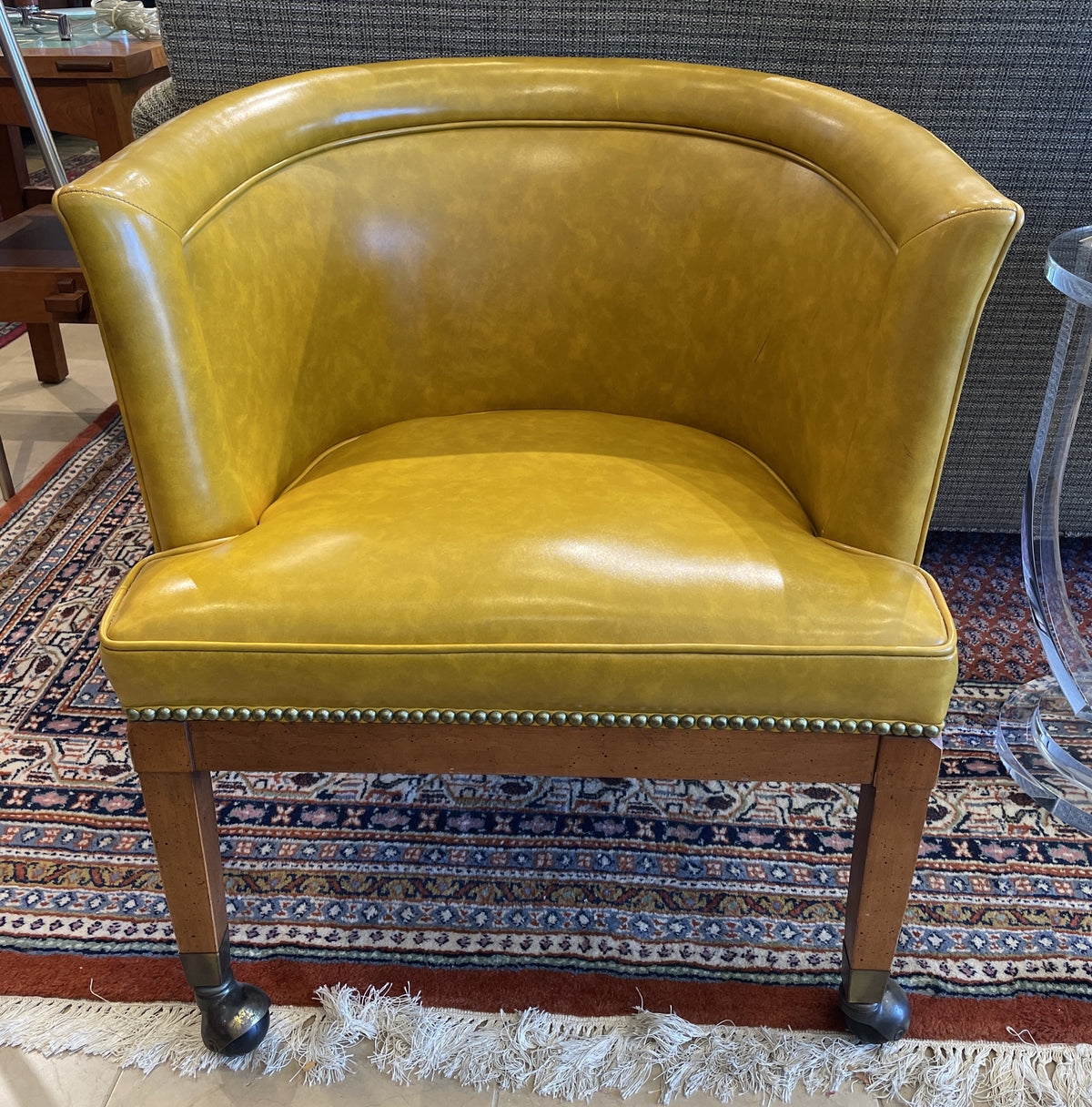 Mid Century Mustard Vinyl Chair on Casters, AS IS (Five available 0PB001)