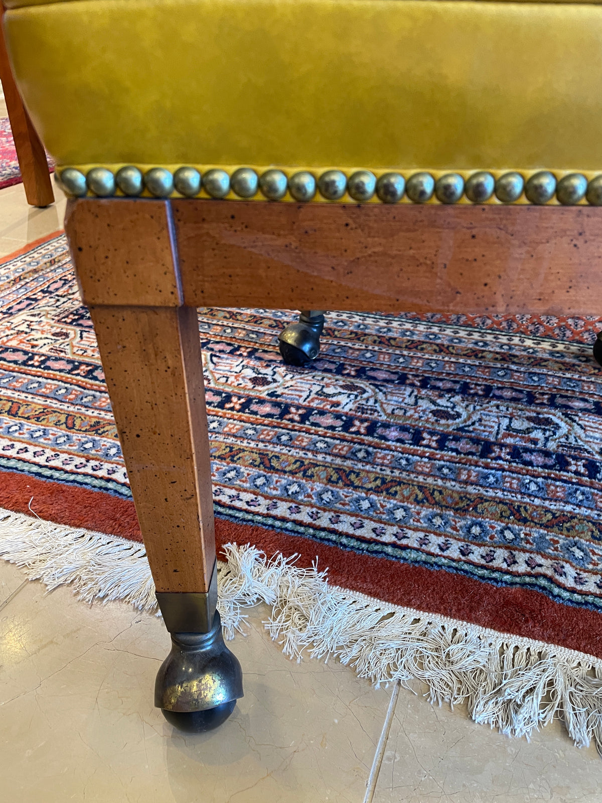 Mid Century Mustard Vinyl Chair on Casters, AS IS (Five available 0PB001)