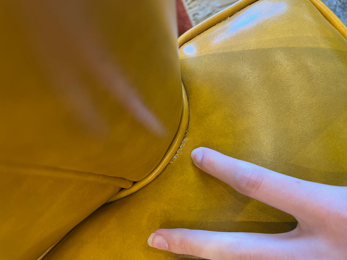 Mid Century Mustard Vinyl Chair on Casters, AS IS (Five available 0PB001)