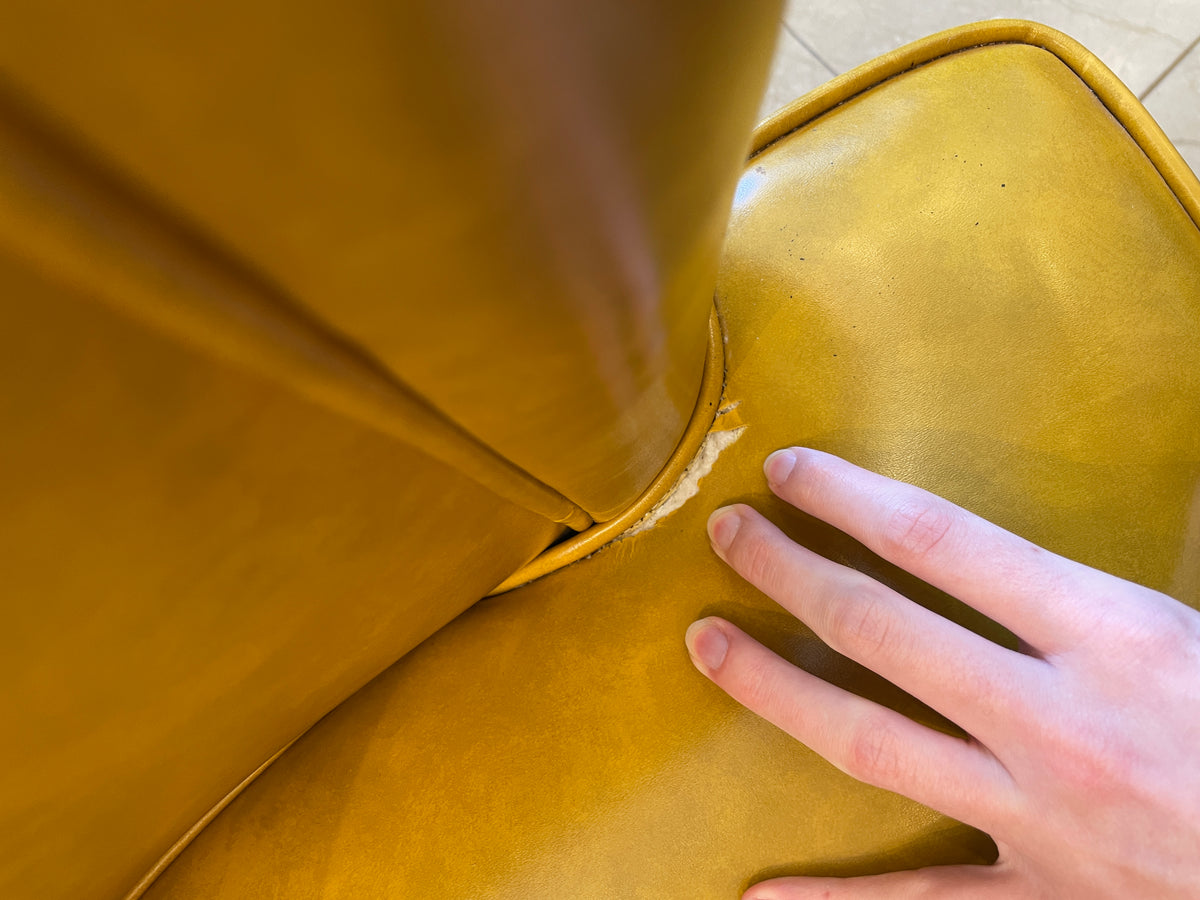 Mid Century Mustard Vinyl Chair on Casters, AS IS (Five available 0PB001)