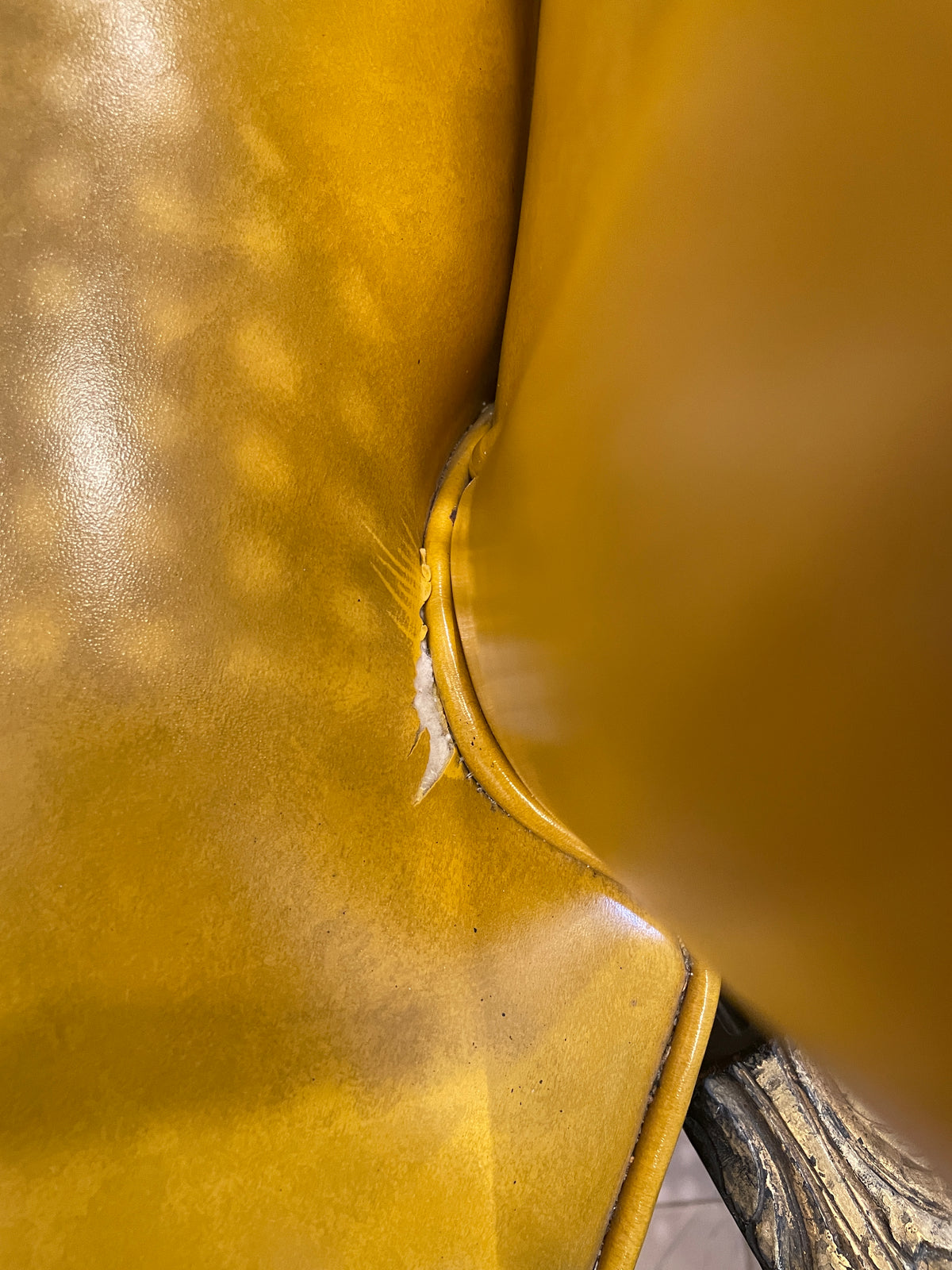 Mid Century Mustard Vinyl Chair on Casters, AS IS (Five available 0PB001)