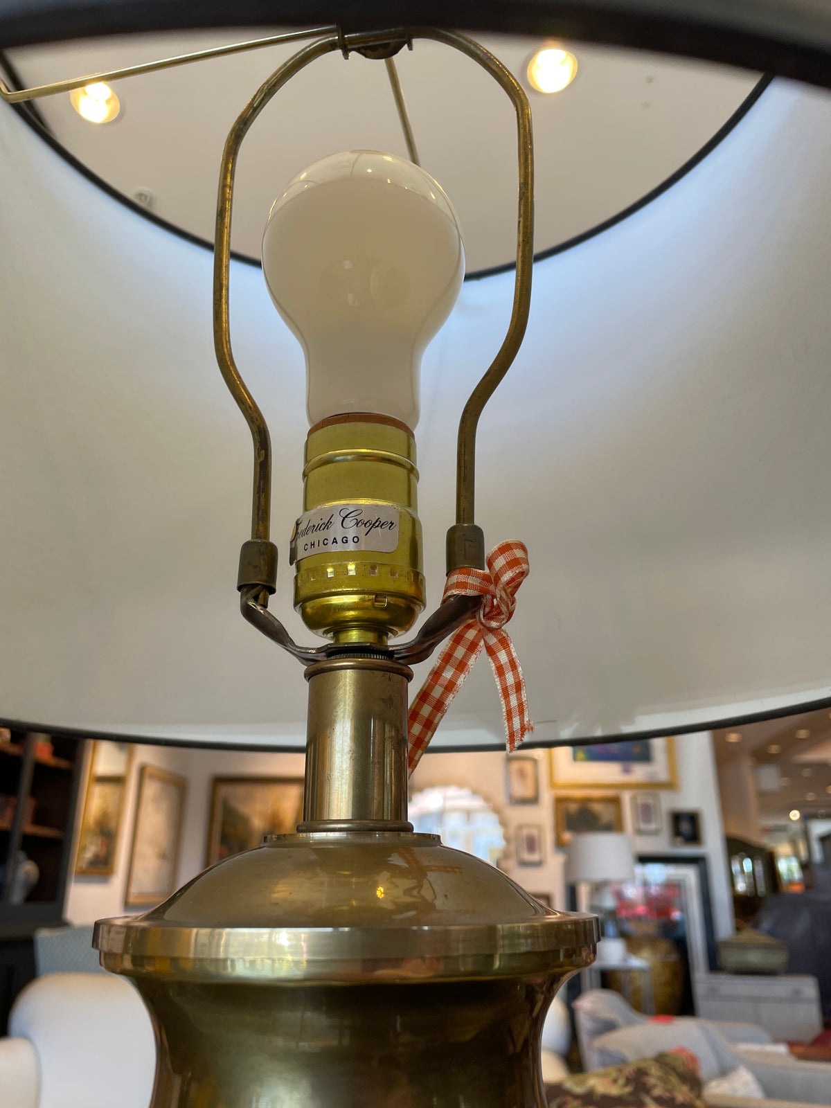 Frederick Cooper Brass Urn Lamp with Black Shade (Two available 0Q6002)