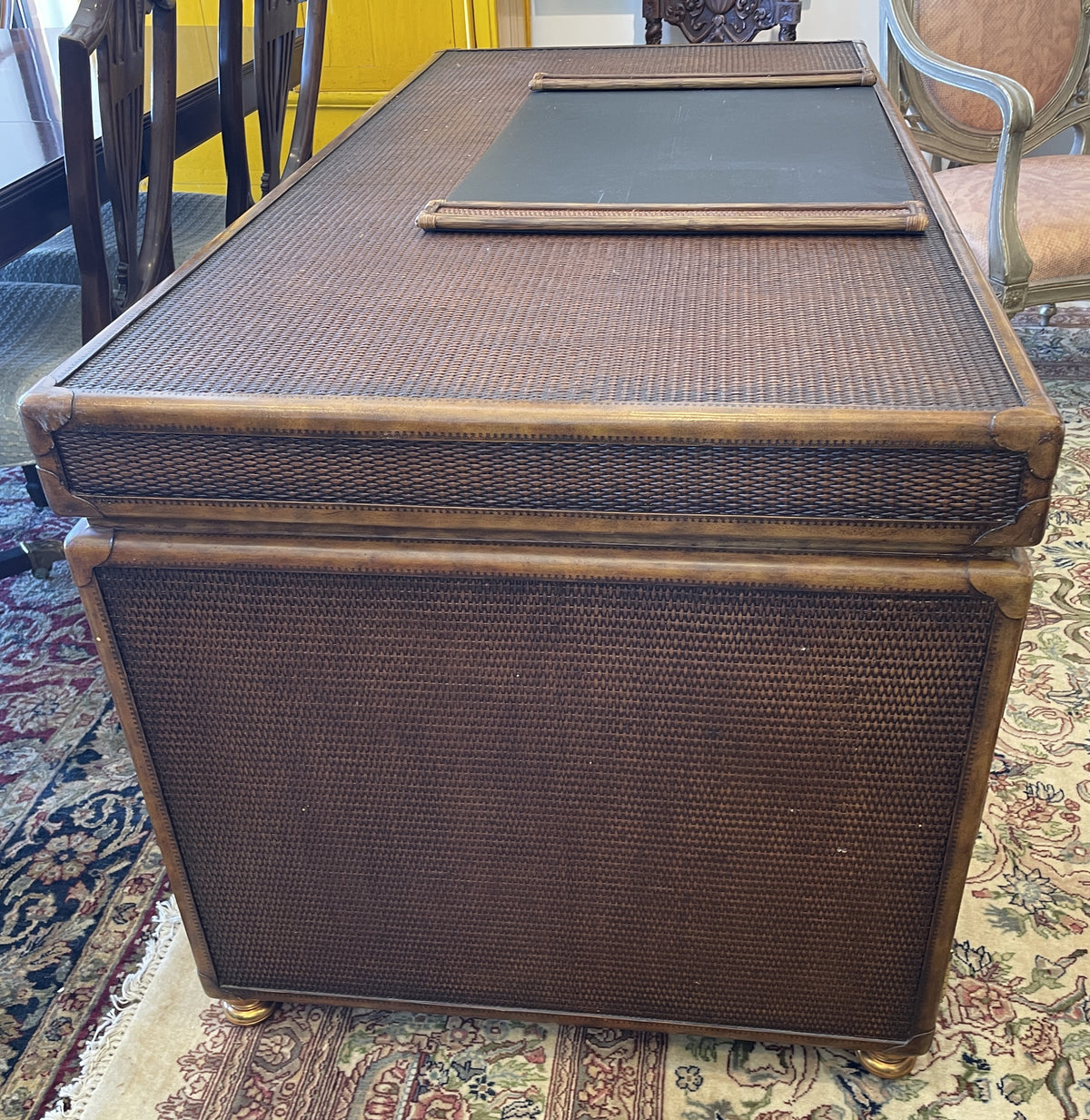 Maitland Smith Rattan Travel Trunk Desk, AS IS (0Q6001)