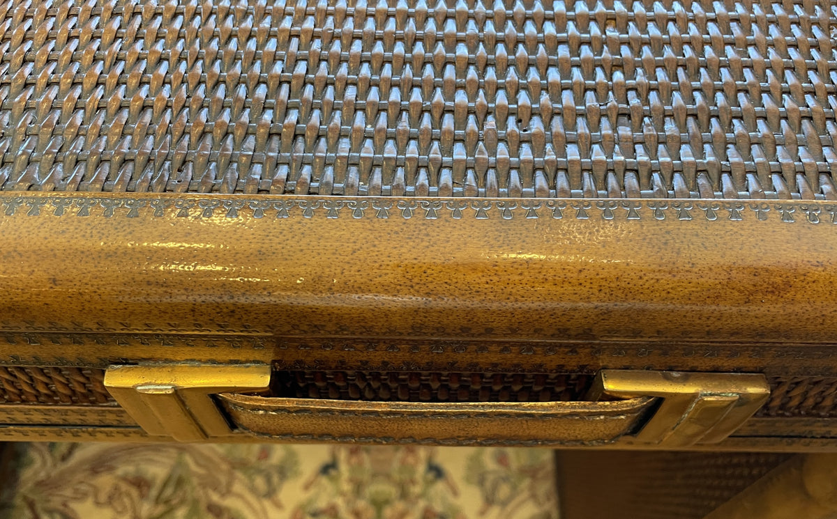 Maitland Smith Rattan Travel Trunk Desk, AS IS (0Q6001)