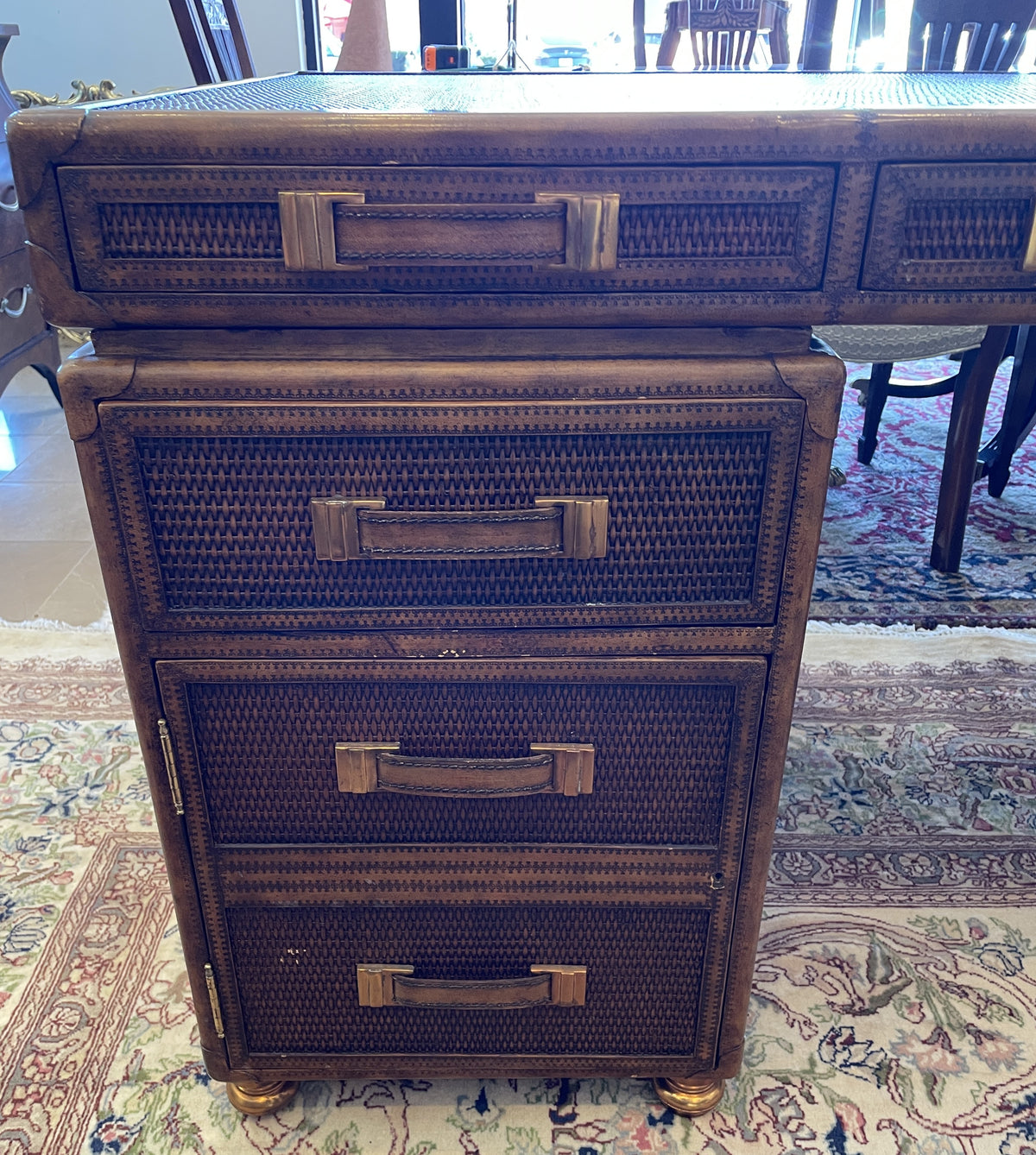 Maitland Smith Rattan Travel Trunk Desk, AS IS (0Q6001)