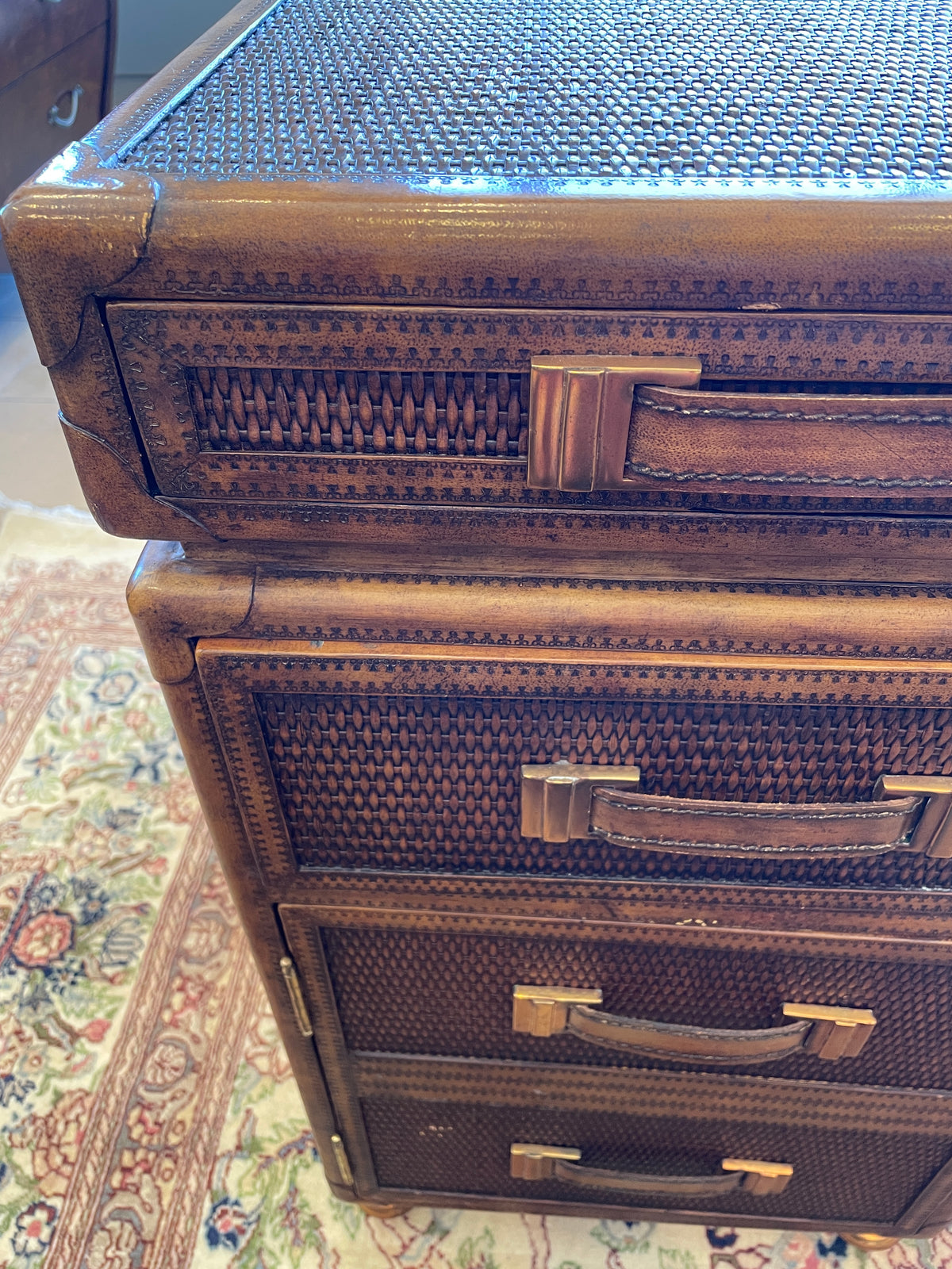 Maitland Smith Rattan Travel Trunk Desk, AS IS (0Q6001)