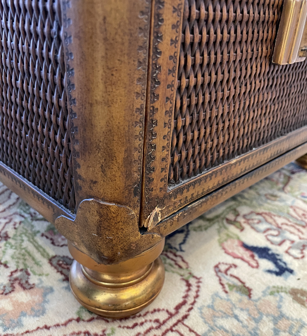 Maitland Smith Rattan Travel Trunk Desk, AS IS (0Q6001)