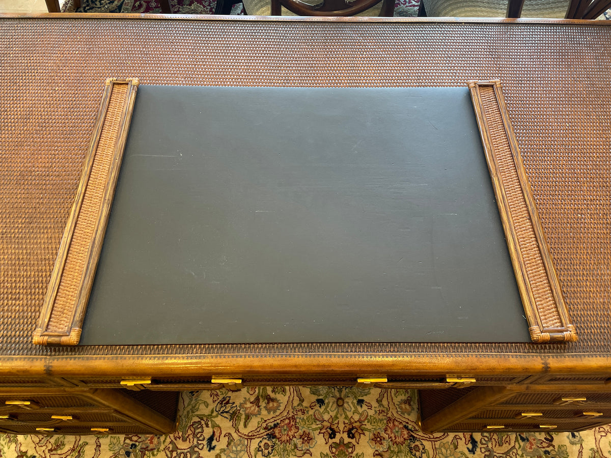 Maitland Smith Rattan Travel Trunk Desk, AS IS (0Q6001)