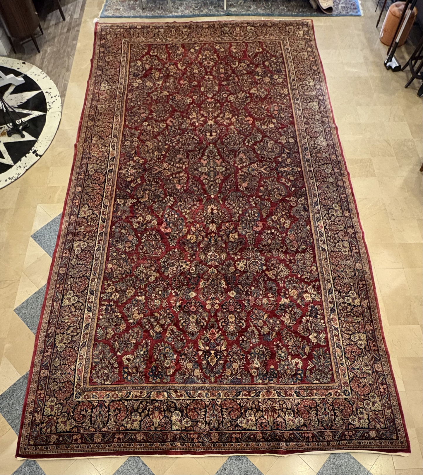 Persian Red Floral Rug, AS IS (Approx. 11'2x20') (0MW004)