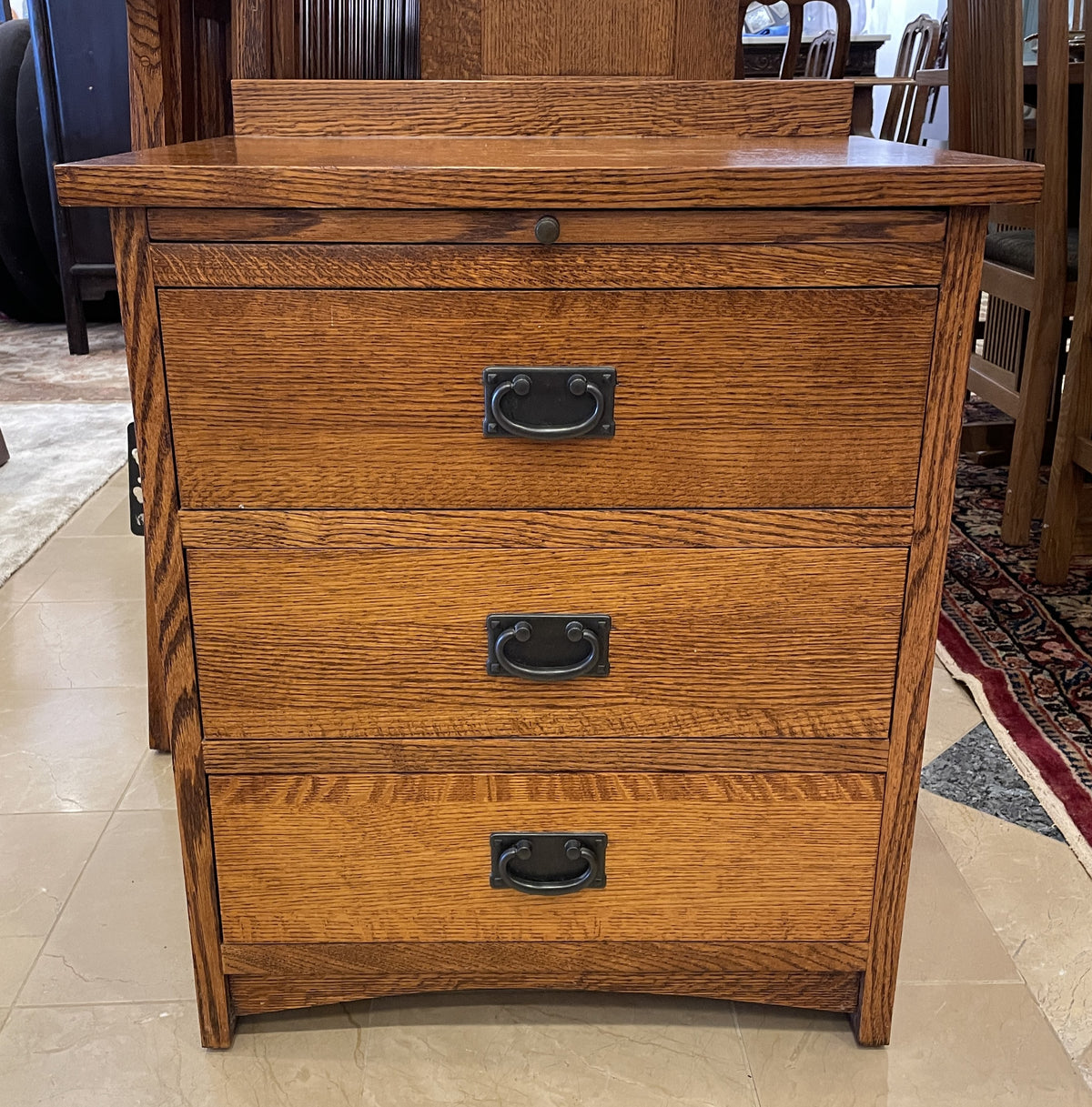 Pair Mission Oak Three Drawer Nightstands, AS IS (0Q4003)