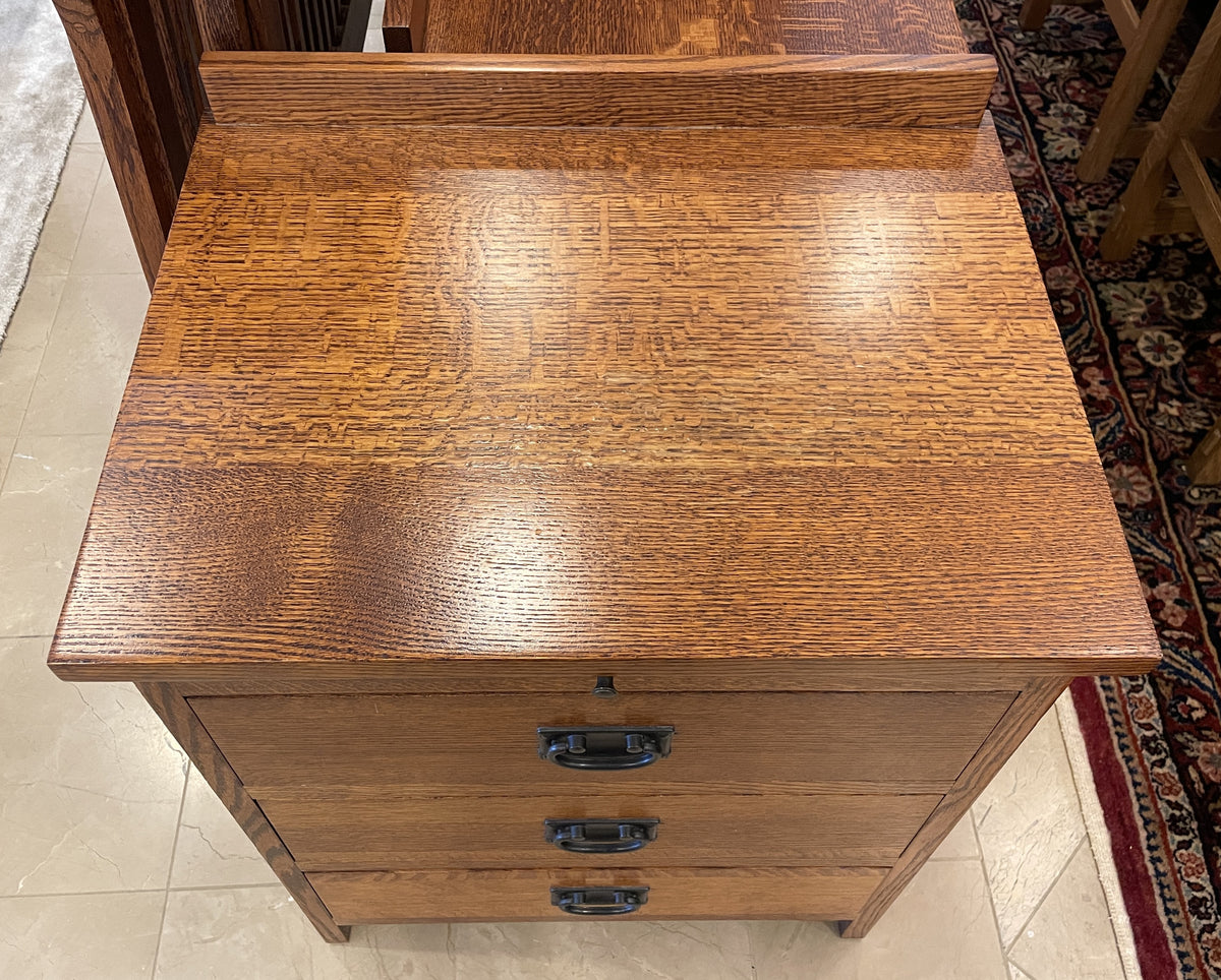 Pair Mission Oak Three Drawer Nightstands, AS IS (0Q4003)