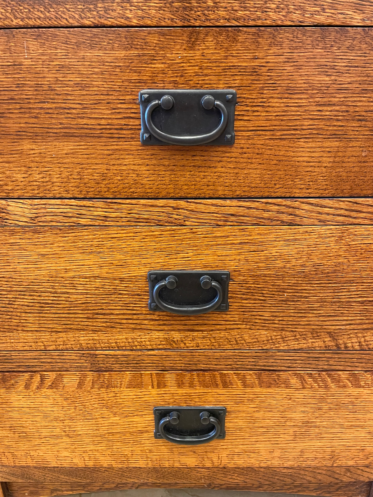 Pair Mission Oak Three Drawer Nightstands, AS IS (0Q4003)