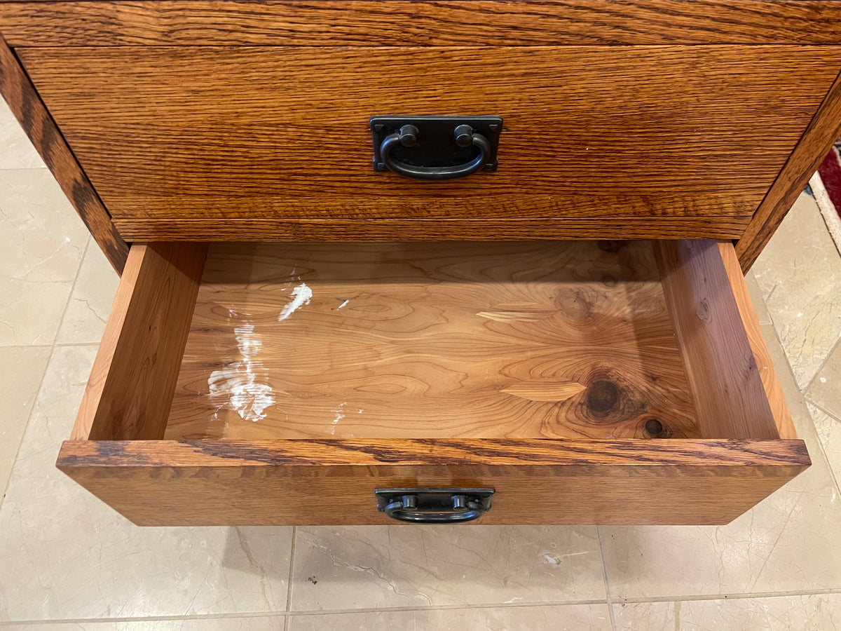 Pair Mission Oak Three Drawer Nightstands, AS IS (0Q4003)