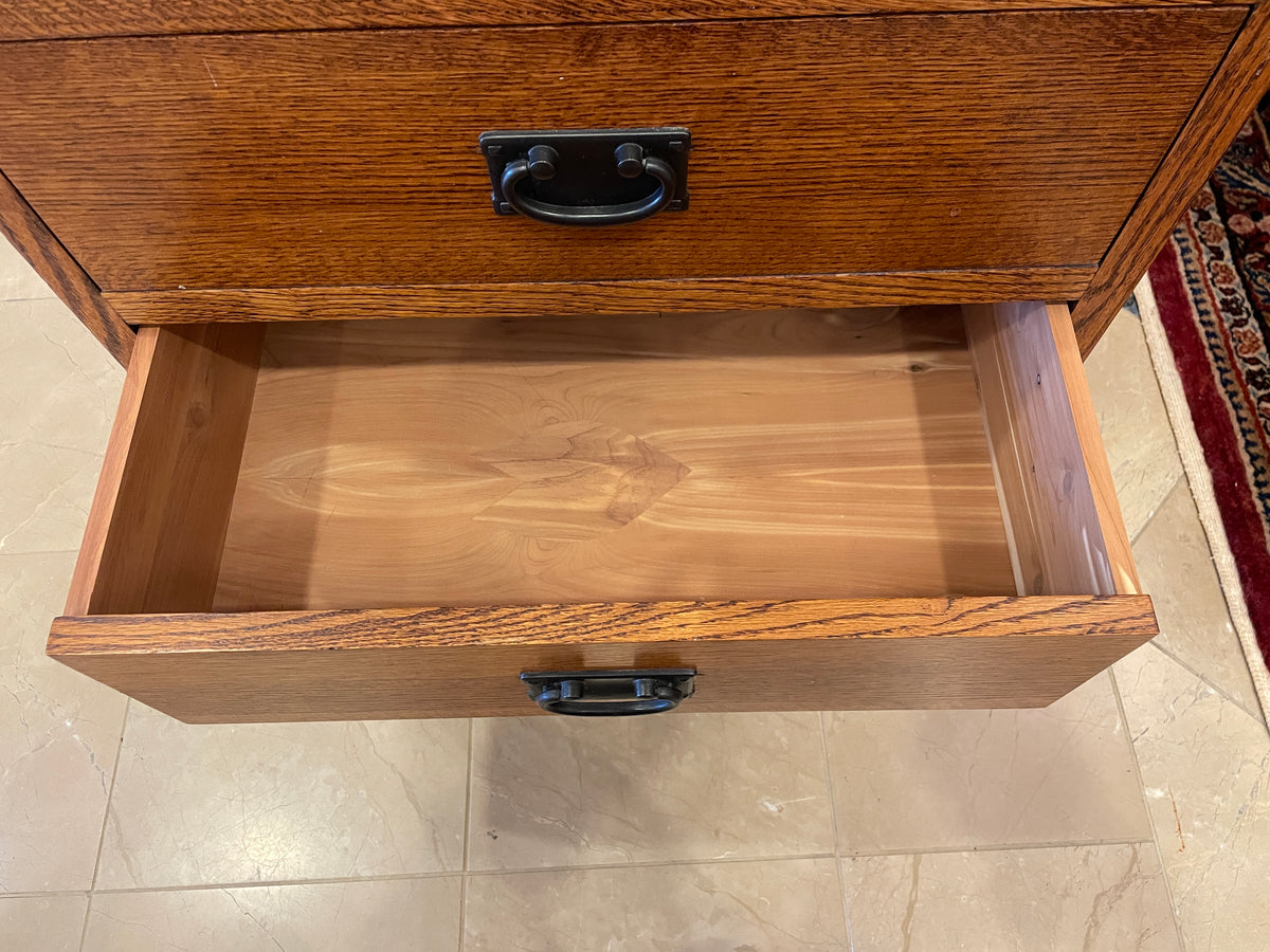Pair Mission Oak Three Drawer Nightstands, AS IS (0Q4003)