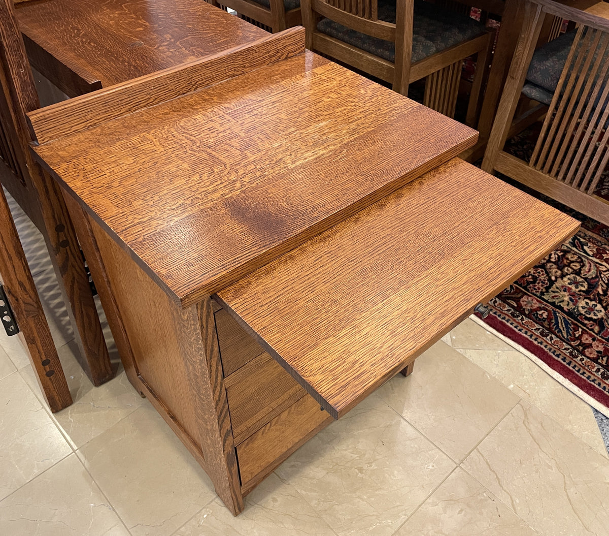 Pair Mission Oak Three Drawer Nightstands, AS IS (0Q4003)
