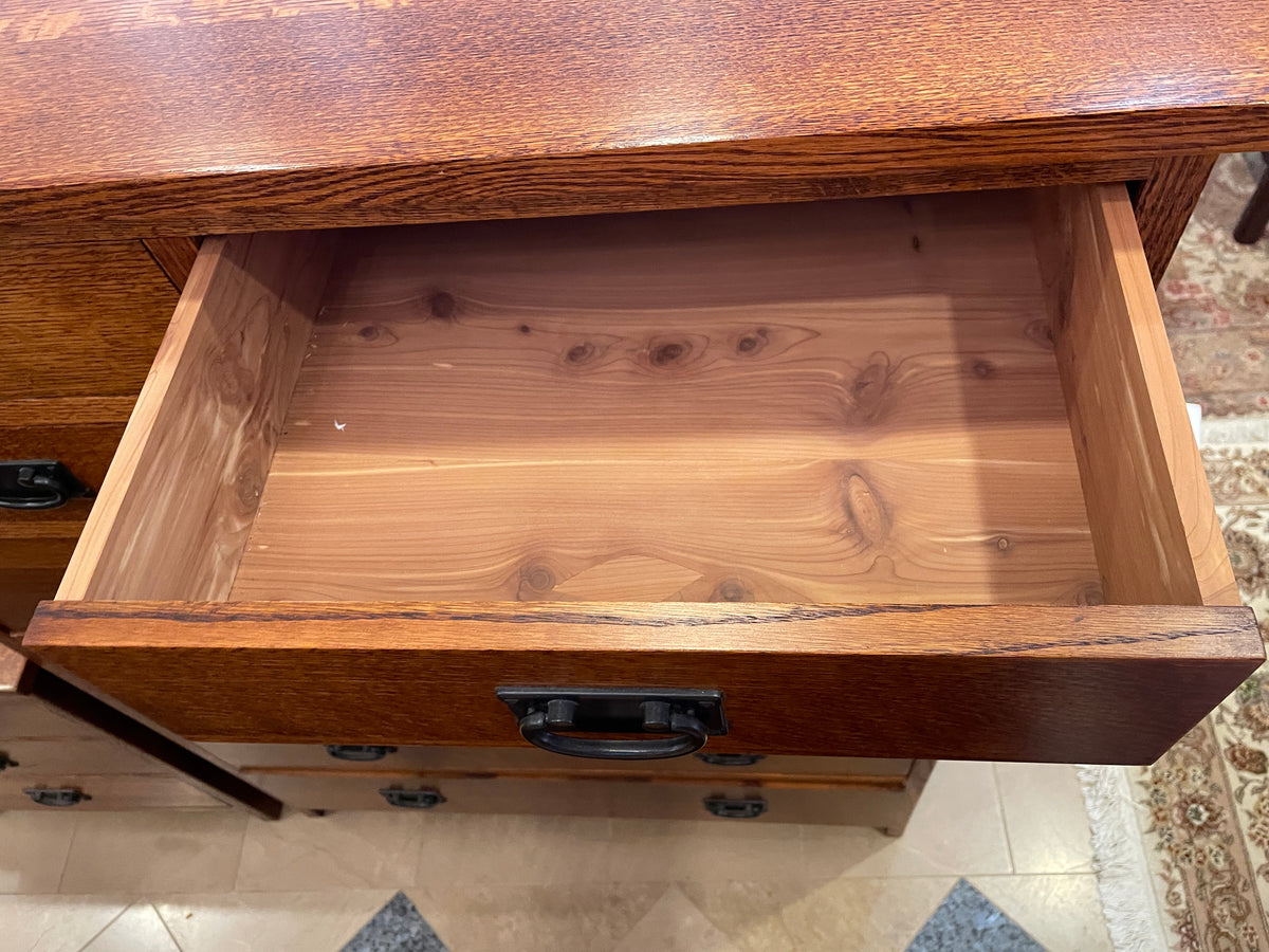 Mission Oak 8 Drawer Tall Boy Dresser with Cedar Drawers (0Q4002)