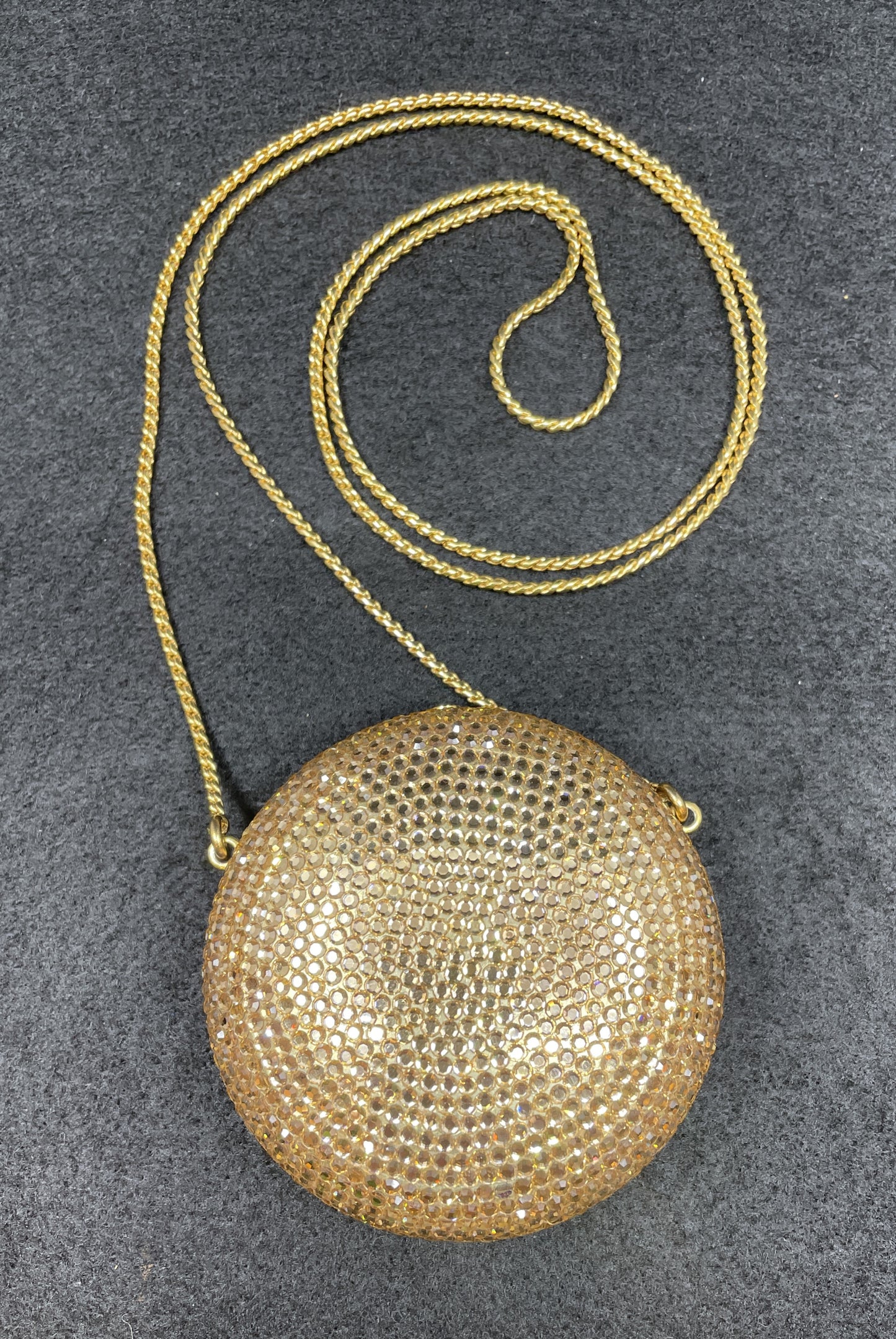 Judith Leiber Tiny Gold Circle Minaudiere, AS IS (0MC001)