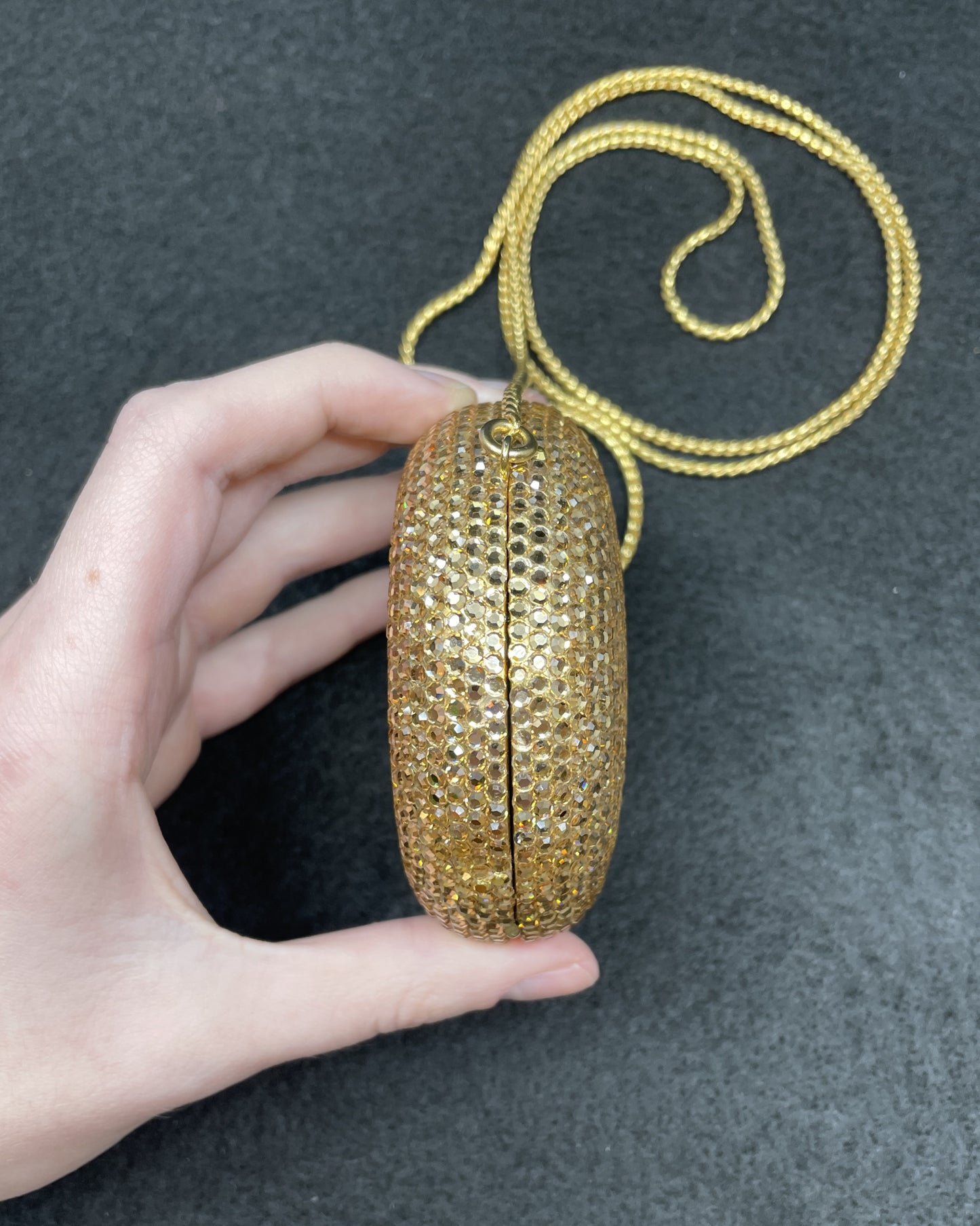 Judith Leiber Tiny Gold Circle Minaudiere, AS IS (0MC001)