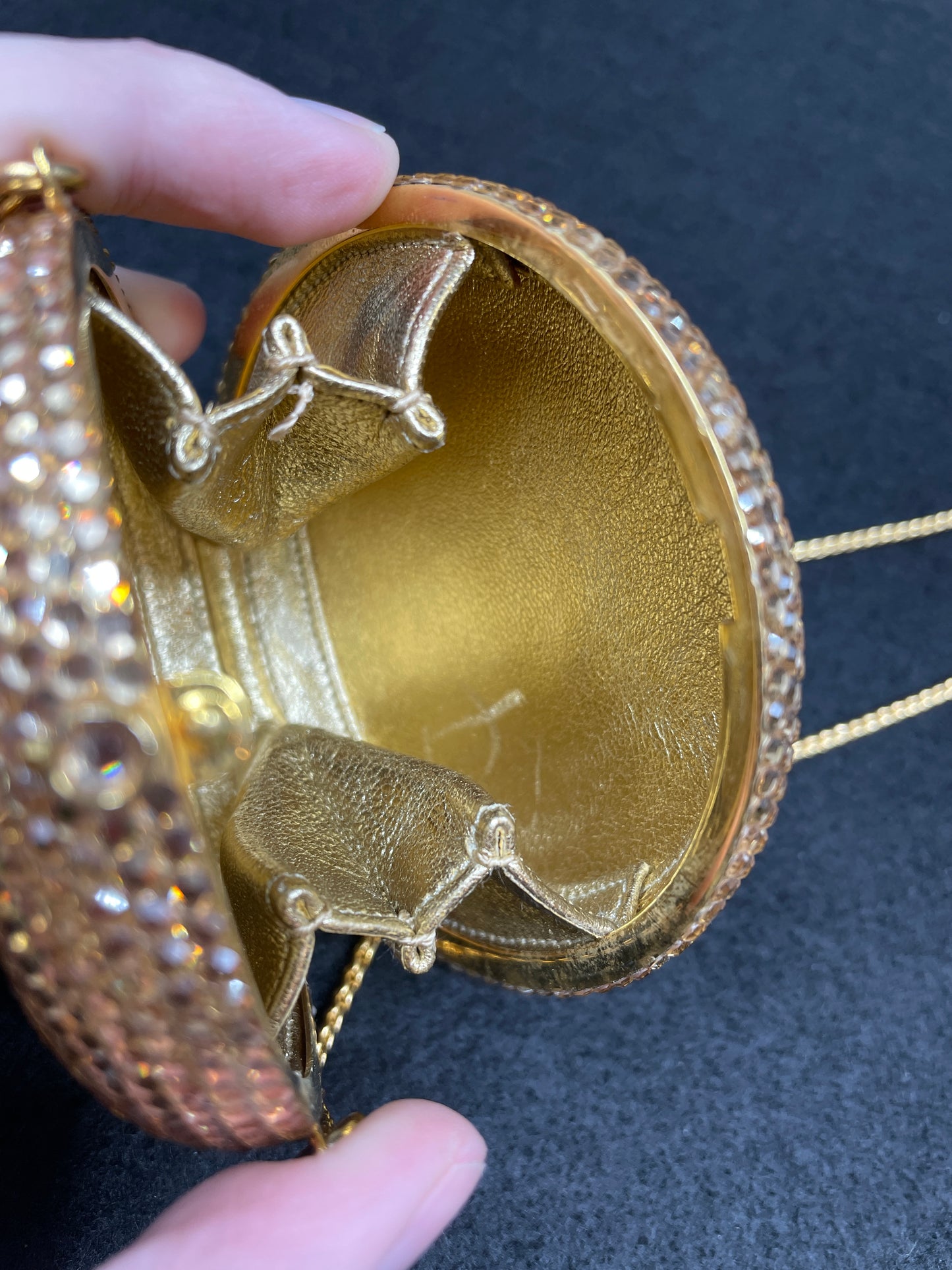 Judith Leiber Tiny Gold Circle Minaudiere, AS IS (0MC001)