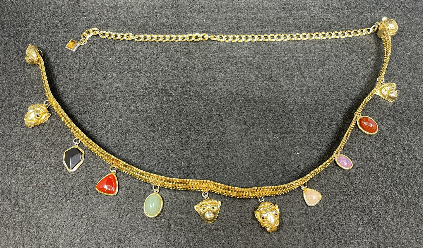 Judith Leiber Gold Animal and Jewel Belt (0MC006)