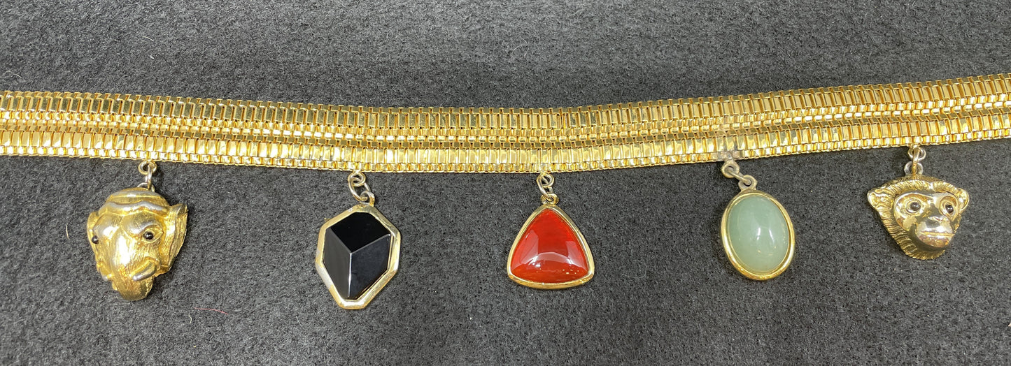 Judith Leiber Gold Animal and Jewel Belt (0MC006)