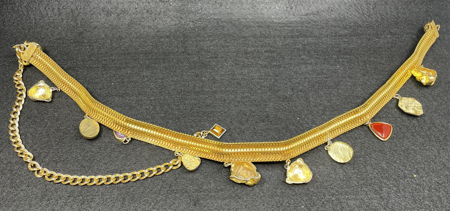 Judith Leiber Gold Animal and Jewel Belt (0MC006)