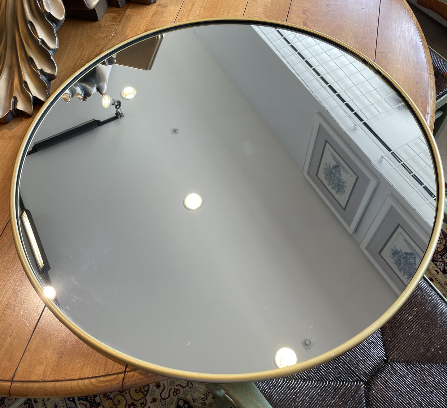 Gold Framed Round Mirror AS IS (01D00K)