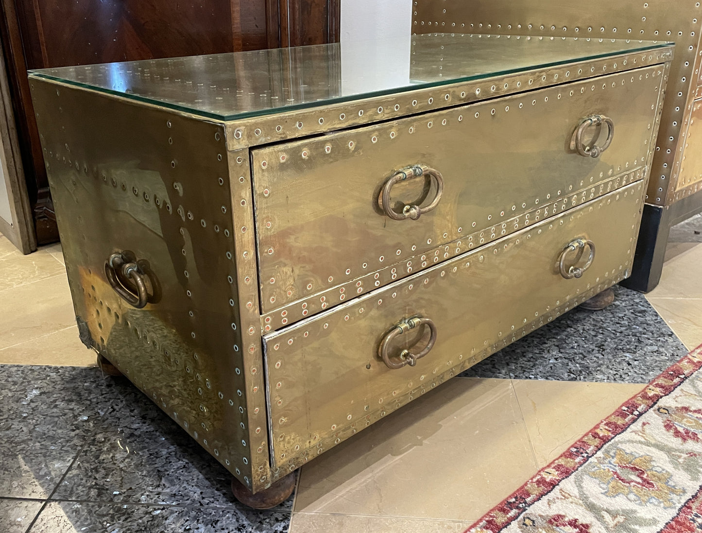 Vintage Sarried Brass 2 Drawer Coffee Table, 1970s (0MD002)