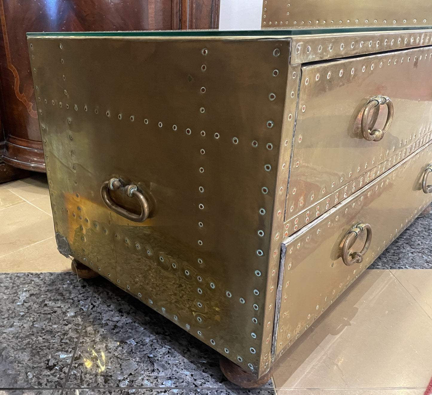 Vintage Sarried Brass 2 Drawer Coffee Table, 1970s (0MD002)