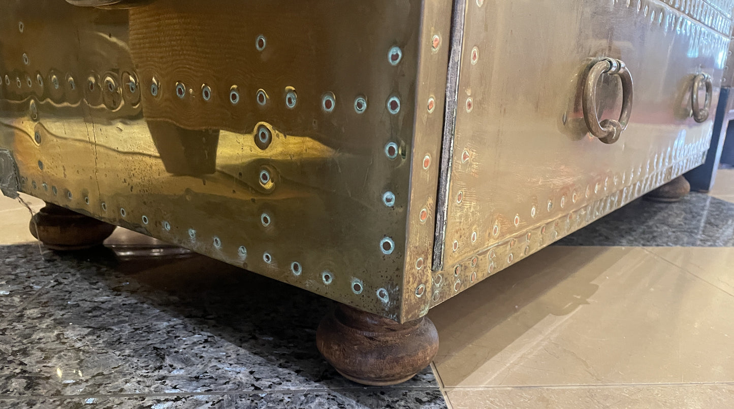 Vintage Sarried Brass 2 Drawer Coffee Table, 1970s (0MD002)