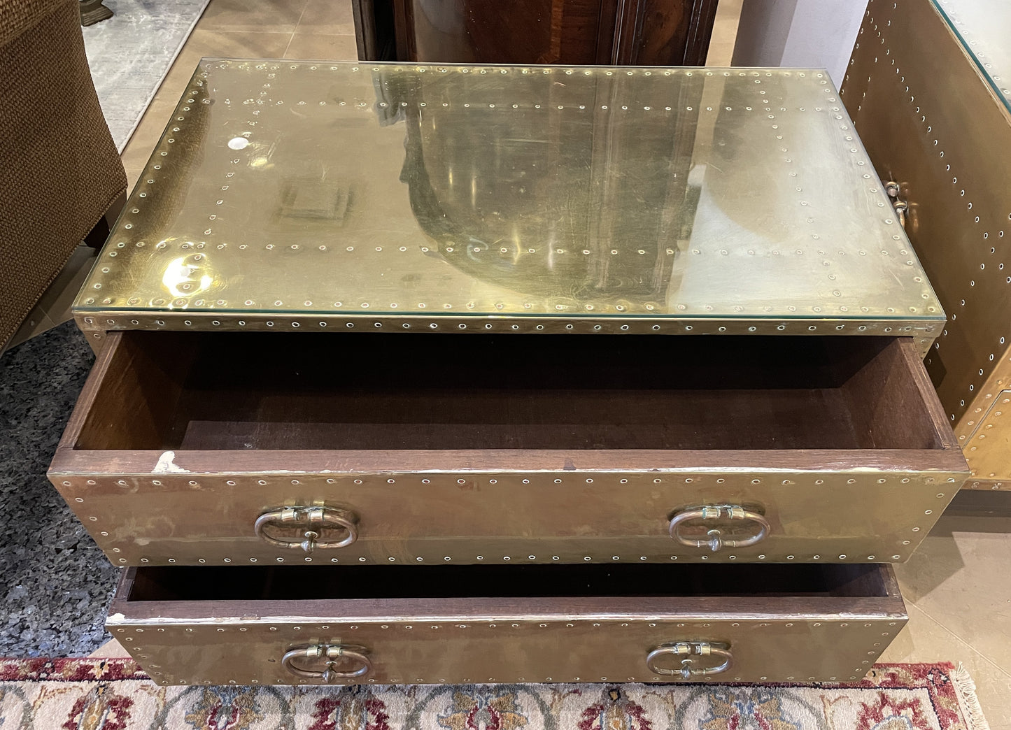 Vintage Sarried Brass 2 Drawer Coffee Table, 1970s (0MD002)