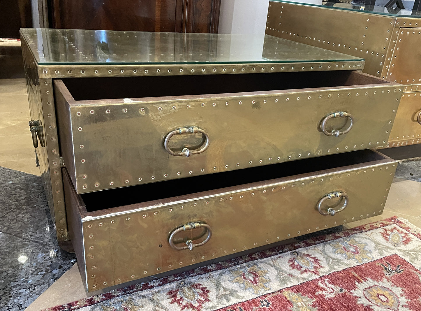 Vintage Sarried Brass 2 Drawer Coffee Table, 1970s (0MD002)