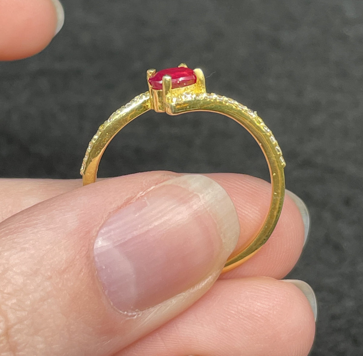 Gold, Diamond, Ruby Ring (0KA00R)