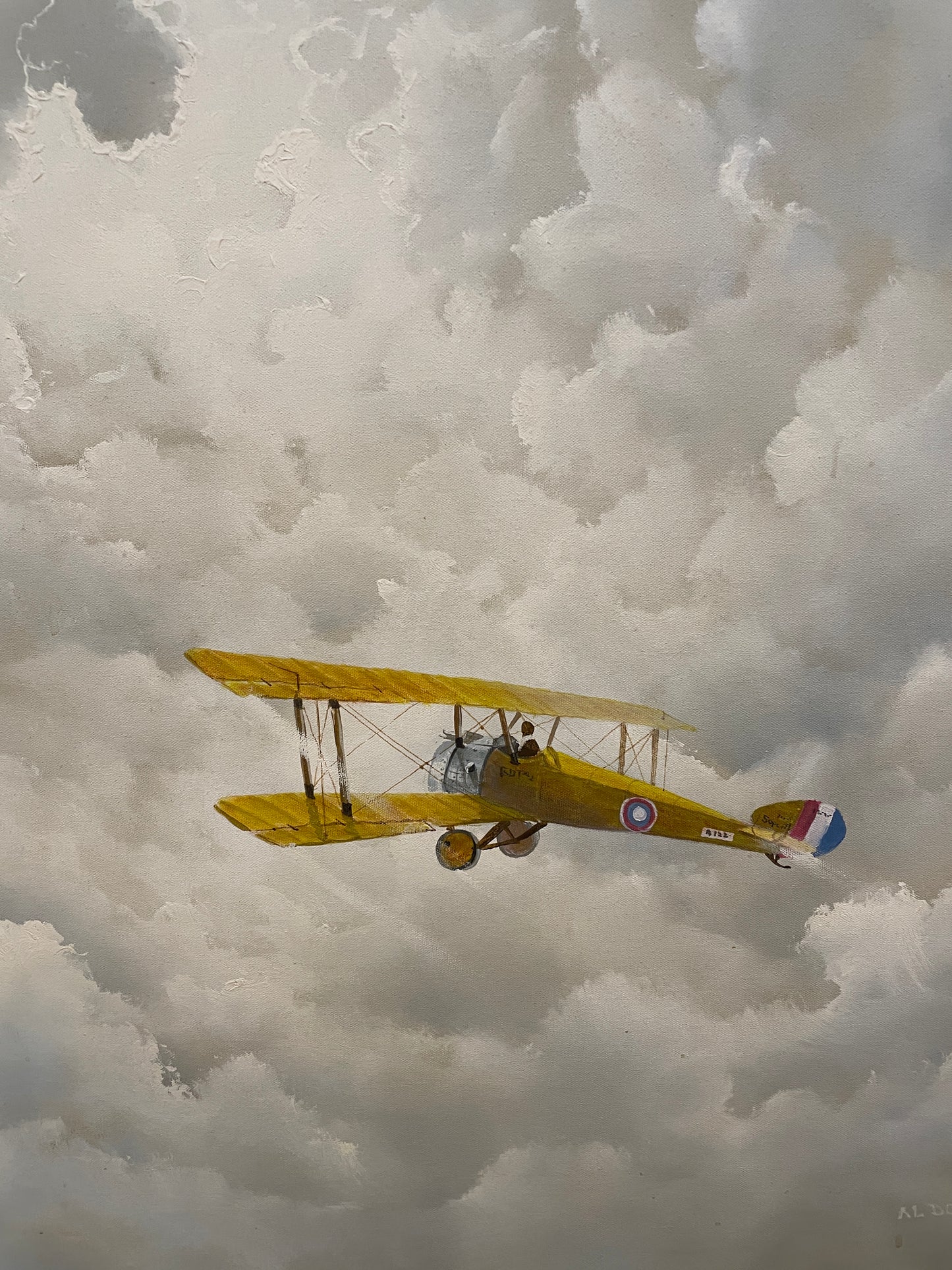 Al Devens Oil on Canvas, Bi-Plane, 1970s (0MD004)