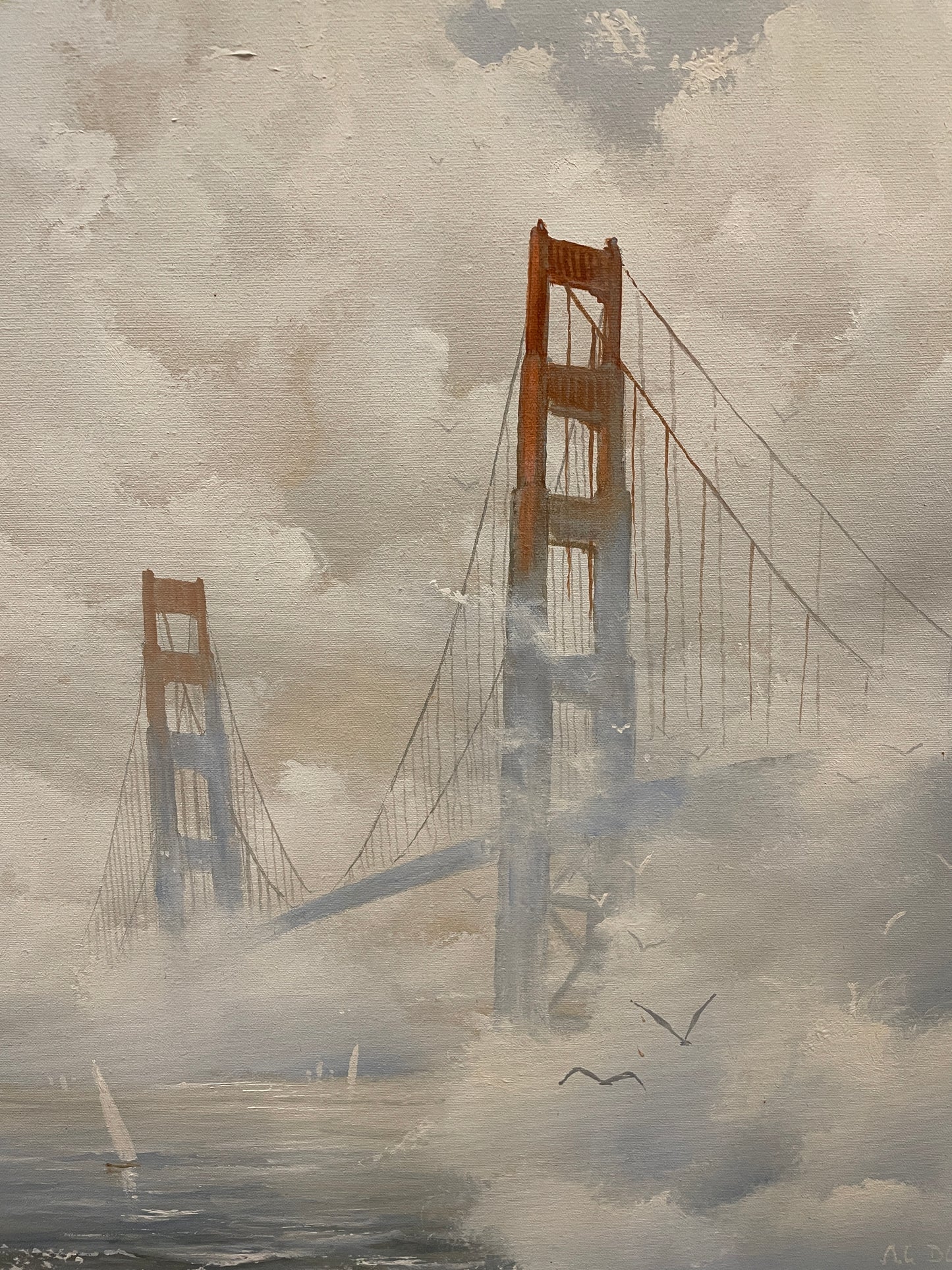 Al Devens Oil on Canvas, "Golden Gate Bridge" (0MD005)