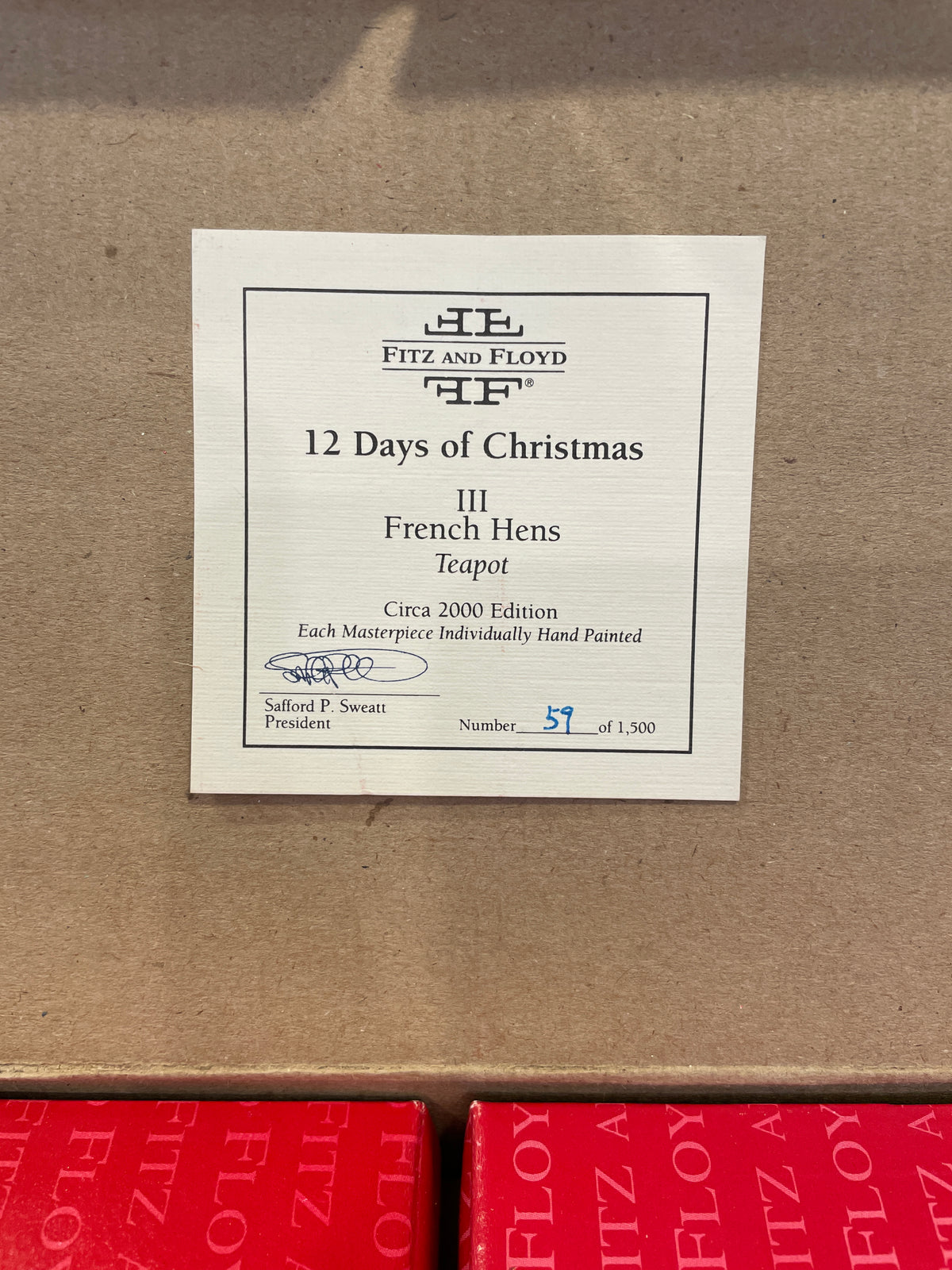 Fitz and Floyd 12 Days of Christmas 3 French Hens (0Q7008)