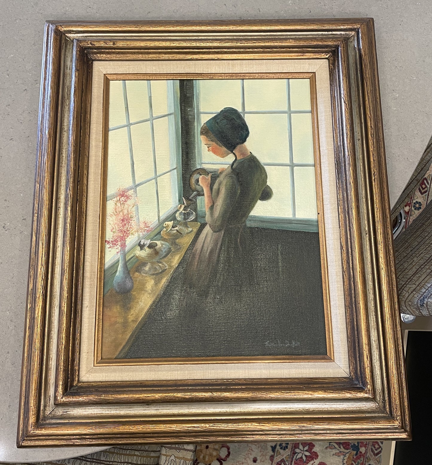 Oil on Canvas "Amish Girl", Signed T. Van Der Bilt (0JL01A)