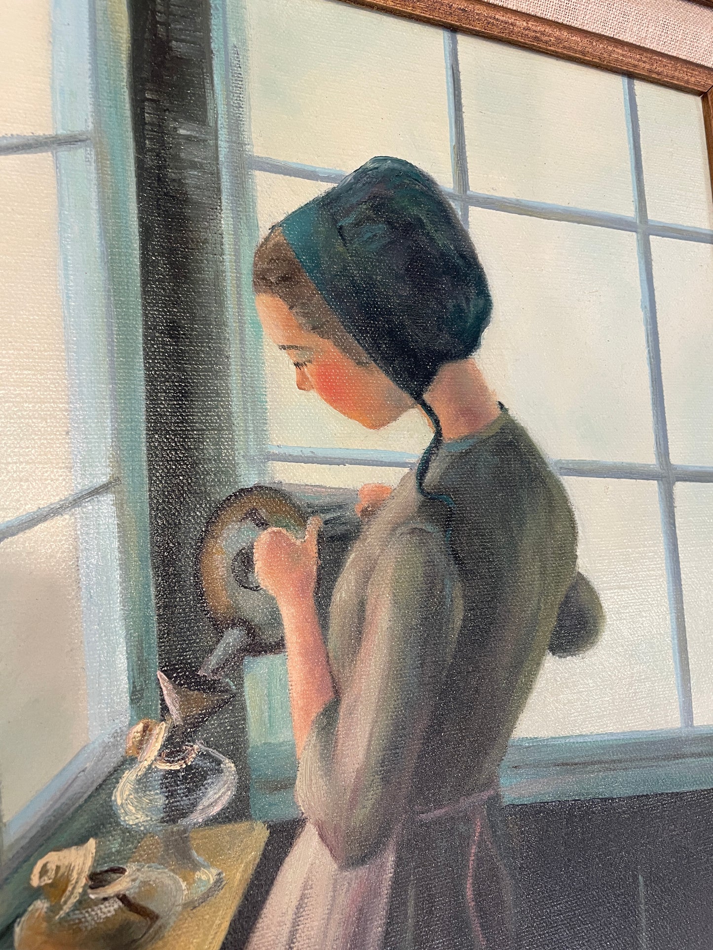 Oil on Canvas "Amish Girl", Signed T. Van Der Bilt (0JL01A)