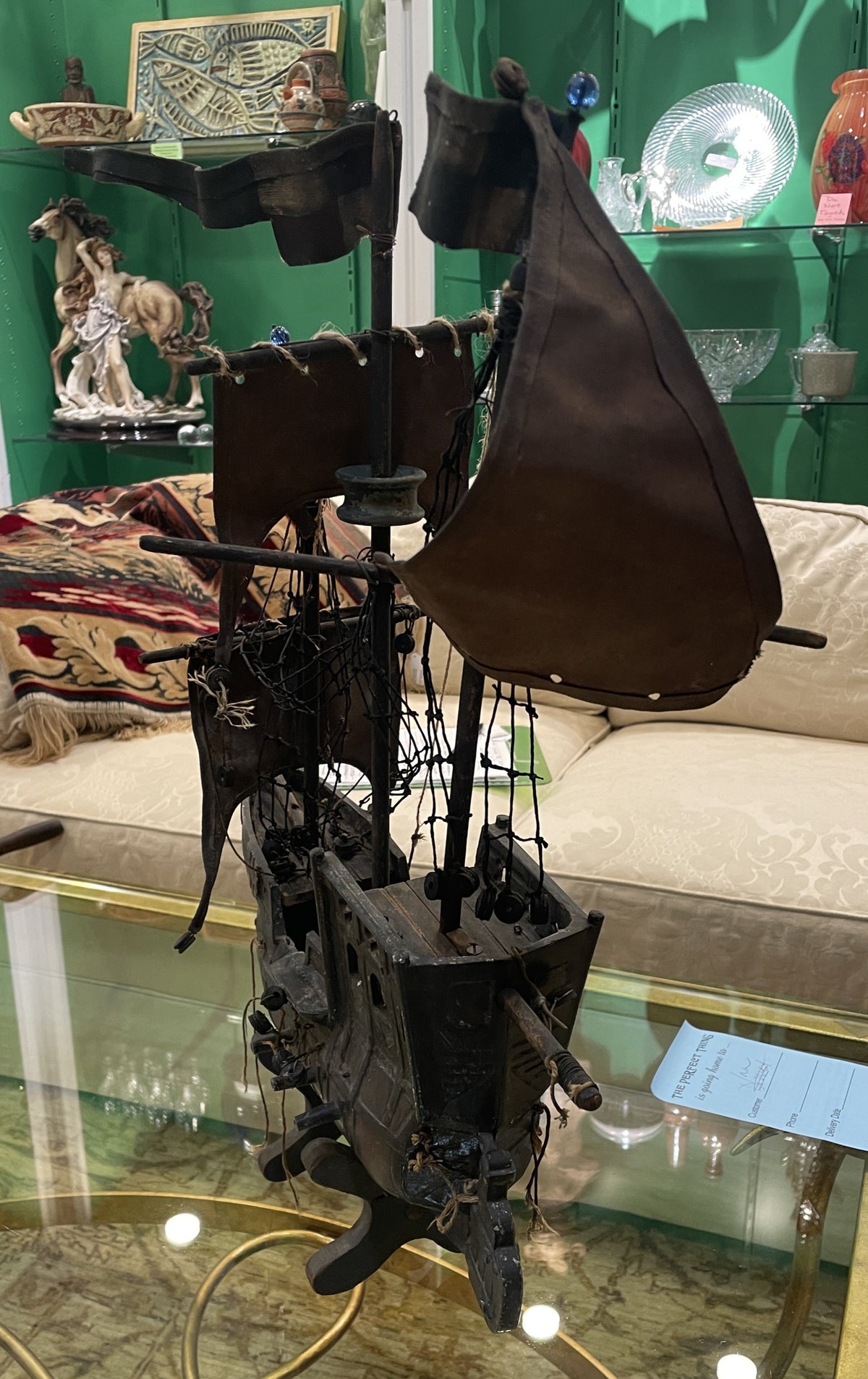 Antique Metal Spanish Galleon Ship, AS IS (0JL01K)