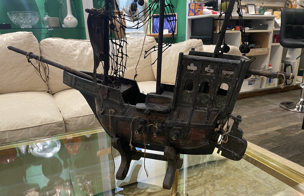 Antique Metal Spanish Galleon Ship, AS IS (0JL01K)
