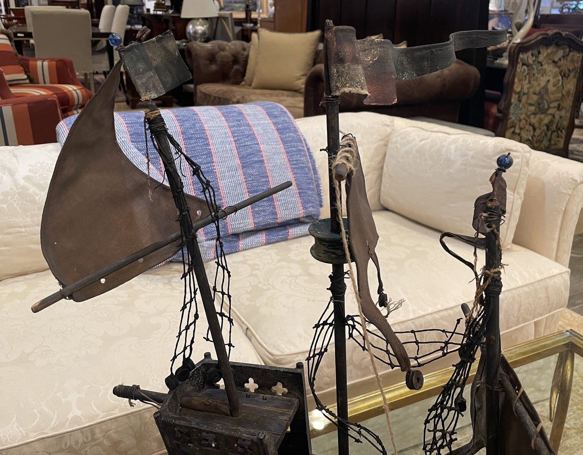 Antique Metal Spanish Galleon Ship, AS IS (0JL01K)